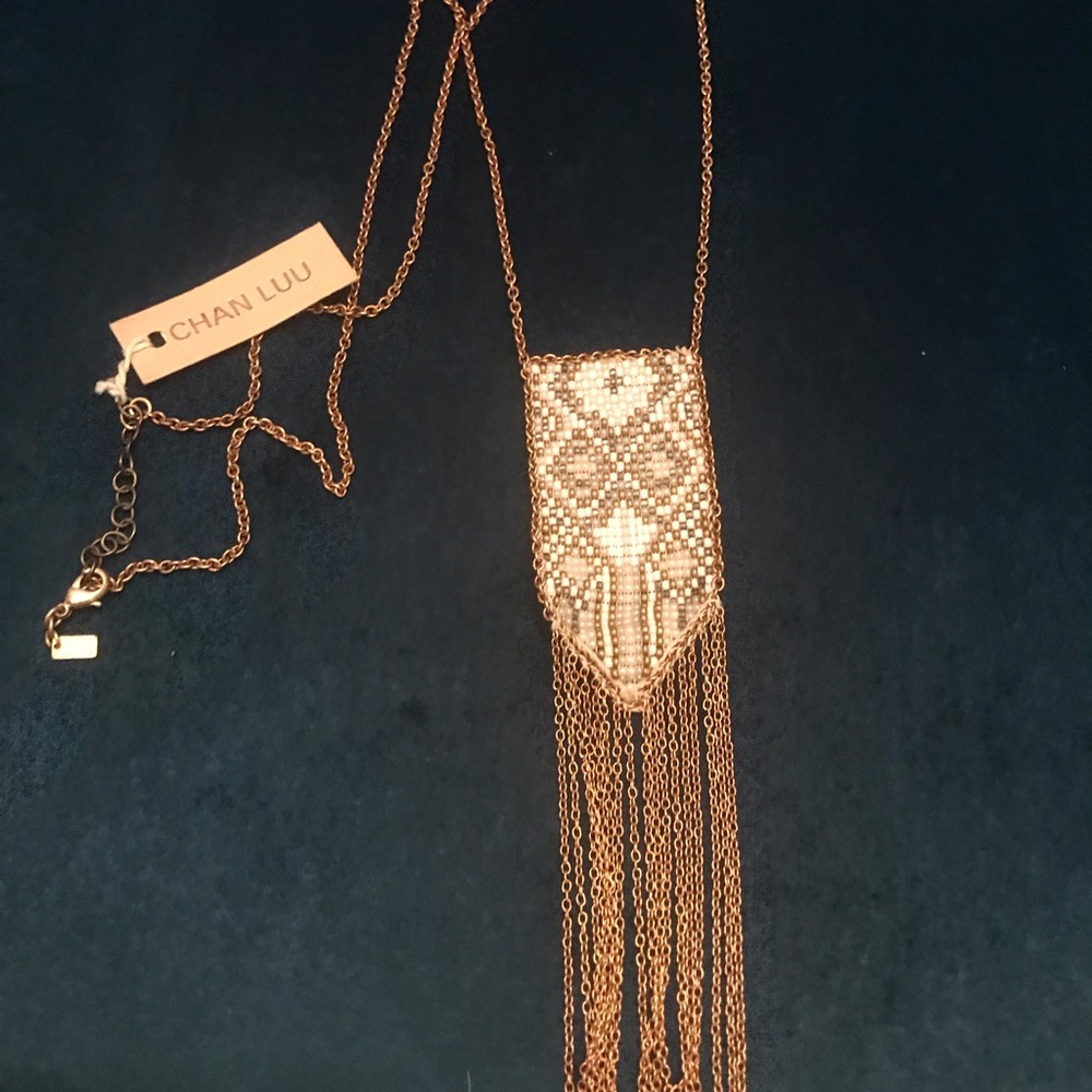 NWT Chan Luu beaded necklace with fringe